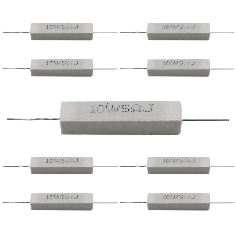 Dimlove 10 PCS 10w 5 Ohm Axial Lead Wire Resistors - White Wound Fixed Ceramic, Cement, Power, Horizontal, Precharge Resistors with Heat & Moisture Resistance - Image 2